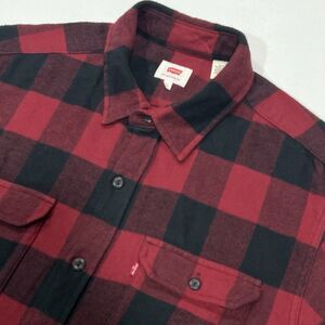 Levi's Worker Red & Black Buffalo Plaid Long Sleeve Flannel Shirt Size Large